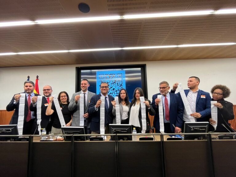 Comando Con Venezuela presenta las copias de las actas electorales ante el Parlamento de Madrid