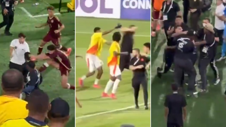 Violenta gresca tras la goleada de Colombia a Venezuela en el Sudamericano Sub-17: videos fuertes