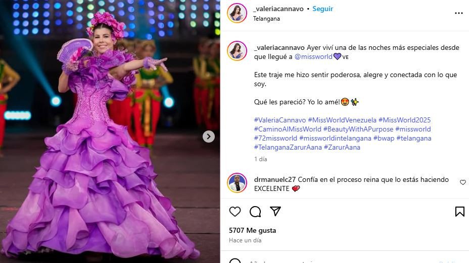 Valeria Cannavo en el desfile de apertura Miss Mundo 2025 Valeria Cannavo en el desfile de apertura Miss Mundo 2025